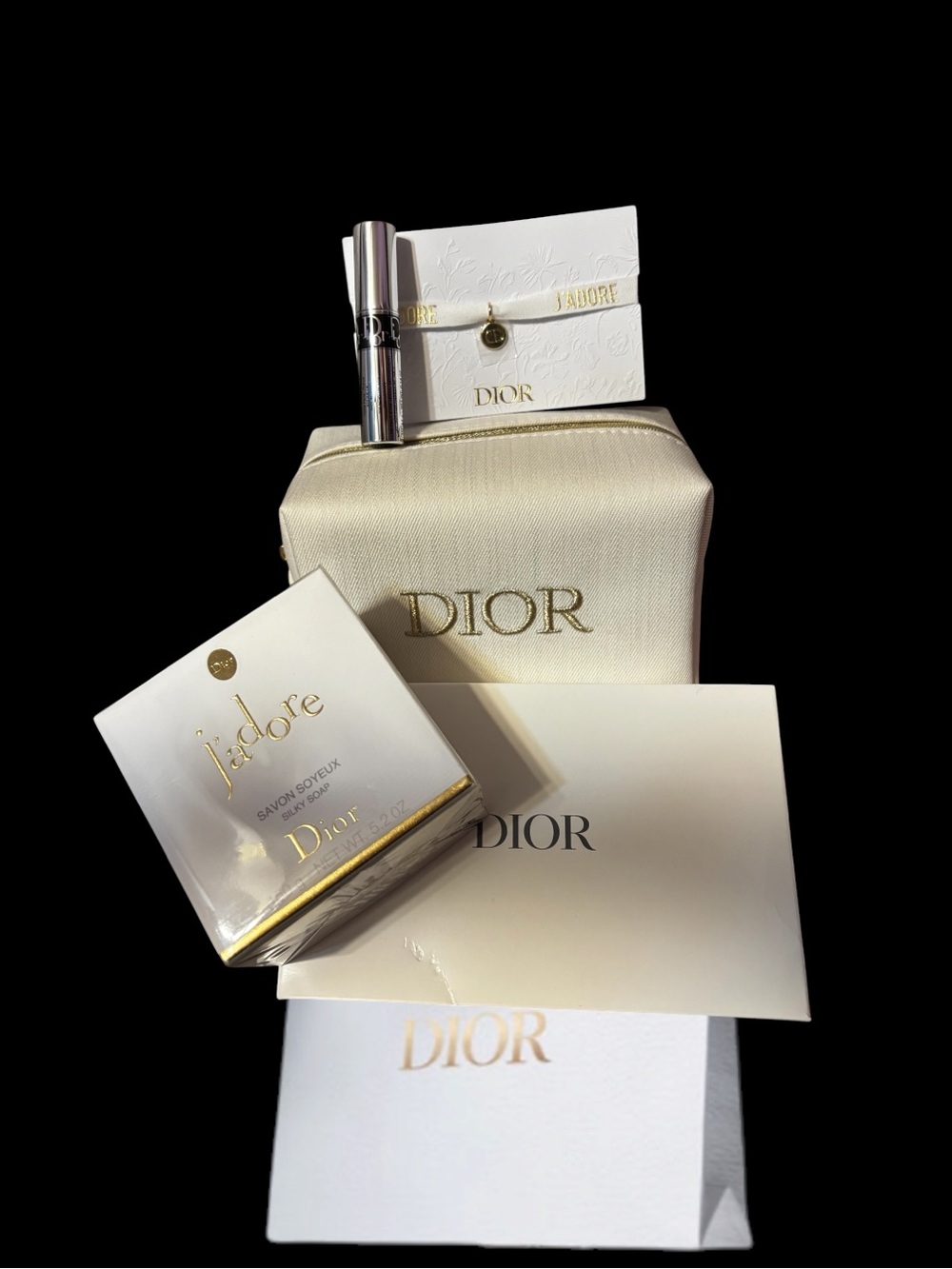 Dior Bundle - Jadore Soap, Jadore Bracelet, bag, beauty bag, mascara mini